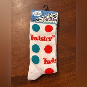 Hasbro Twister White Socks with Red and Teal Dots